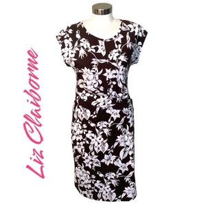 LIZ CLAIBORNE Front Twist Knot Floral Stretch Dress (M)